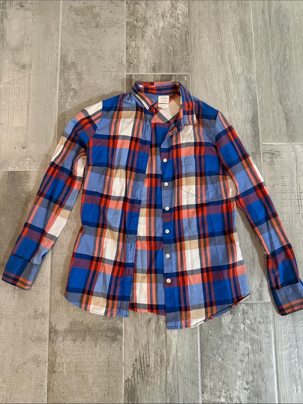 J. Crew Blue, Red & White Plaid Button-Down Shirt